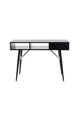 Gold Desk - Black Veneer - Black Legs - Détails en Laiton