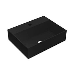 BAIKAL, Lavabo Cerámico sobre Encimera. Lavabo Cuadrado. Ideal para poner sobre Encimera de Muebles de Baño y todo tipo de Aseos. Lavabo Sin orificio para grifo 45 cm Negro Cuadrado