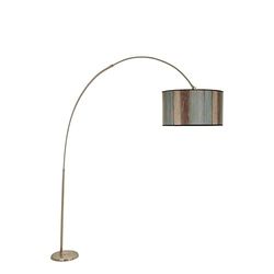Lampadaire avec abat-jour droit incurvé en métal chromé, collection vintage Malawi, 40x40x220, douille E 27 Max 60 W