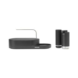 Brabantia - SinkStyle Organiseur Lot de 3 pièces avec Organiseur d'Évier, Distributeur de Savon et Distributeur Liquide Vaisselle -Design Compact, Bac d'Égouttage avec Flux d'Air, Plateau Antidérapant