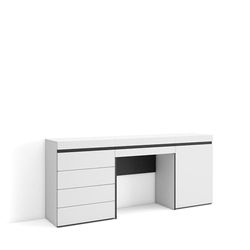 Skraut Home | Kaptafel, Make-uptafel | Toilettafel Met Opbergruimte | 177x75x35 cm | Met lade | Ladekast, Commode | Moderne stijl | Wit