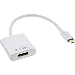 InLine 64102S USB display omvandlare, USB Typ-C-kontakt till DisplayPort-uttag (DP gammalt mode), 4K2K, silver, 0,2 m