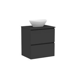 Baikal Mueble de Baño Klay. Mueble MONTADO. 2 Cajones Suspendido con Lavabo sobre Encimera. Armario de Baño. Lavabo Ceramico. 60cm Negro.