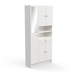 Meuble Colonne de Rangement Salle de Bain IMBATTABLE, Panneau de Particules/MDF, Blanc, 820x320x1 800MM