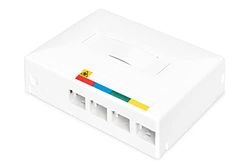 DIGITUS FTTX lege behuizing - voor 4x SC Simplex of LC Duplex koppelingen - zonder koppelingen - wand- of DIN rail montage - geïntegreerde lasdoos - IP45 beschermingsklasse - grijs