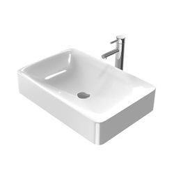 EMKE Opzetwastafel 60 x 40 x 12 cm, kleine wastafel gastentoilet, wastafel badkamer keramische wastafel wastafel opzetwastafel vierkant wastafel wit