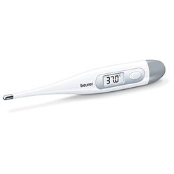 Beurer FT9 Termometro digitale e per corpo, resistente all'acqua, display LCD con campo di misura +/- , 1 ºC, segnale acustico, senza mercurio, senza vetro, colore bianco