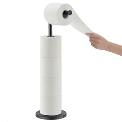 LAYUKI Supporto per carta igienica autoportante, finitura nera opaca, in acciaio inox, antiruggine, per il bagno