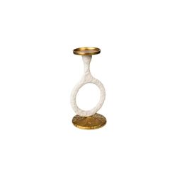 Romimex Kandelaar, wit/goud, aluminium, 14 x 25 x 13 cm, cirkel