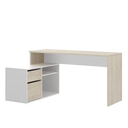 DEKIT GRUPO RIMOBEL ROX - MESA ESCRITORIO CON ALMACENAJE Y DOBLE MONTAJE - 139x75 cm - NATURAL / BLANCO