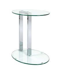 HAKU Möbel Mesa lateral cromada, metal, vidro de segurança 8 mm - Dim. : AN 45 cm x L 50 cm x P 35 cm, estilo: Moderno