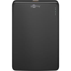 goobay Magnetiskt trådlöst externt batteri, liten bärbar laddare, Apple iPhone-laddning, Samsung etc., magnetisk powerbank, perfekt för samtidig laddning och telefon, svart, 70182