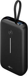 goobay Powerbank 20 000 mAh med integrerad USB-C kabel 13 cm – Quick Charge/Power Delivery – USB C och USB A – för bland annat Samsung, Xiaomi, Lenovo, Huawei, Apple iPhone eller iPad/76252