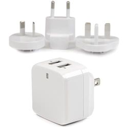 StarTech.com Travel USB Wall Charger - 2 Port - White - Universal Travel Adapter - International Power Adapter - USB Charger (USB2PACWH)