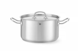 HENDI Marmite, médiane, couvercle avec trous de vapeur, pot de cuisson, casserole, braisière, faitout, convient à toutes les sources de chaleur, lavable au lave-vaisselle, 6L, ø240x(H)135mm, inox