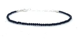 Bracciale spinello nero spessore 2 mm e argento sterling regolabile da 16 cm a 19 cm