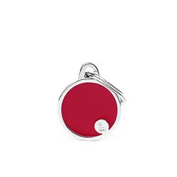 My Family Placa de Identificación para perro Made in Italy, Círculo Rojo Pequeño, Colección Basic Handmade