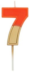 Folat 24217 Taartkaars retro cijfer/cijfer 7 oranje-5 cm verjaardagskaarsen voor verjaardag, verjaardagsdecoratie, voor kinderfeesten, bruiloften, bedrijfsfeesten, jubilea