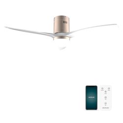 Cecotec - Ventilateur de Plafond avec Lumière EnergySilence Aero 5600 Aqua GoldWhite Connected - 40 W, 6 Vitesses, Diamètre 132 cm, LED de 20 W, 3 Pales, Minuterie, Mode Été/Hiver