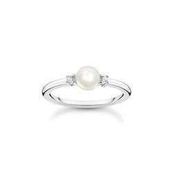 THOMAS SABO Damesring parel met witte stenen zilver 925 sterling zilver TR2370-167-14, 60, 925 sterling zilver, kubische zirkonia.