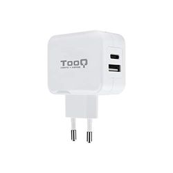 PRENDELUZ Dubbel USB-C och USB väggladdare, 27 W, vit, idealisk för laddning av mobila enheter snabbt och samtidigt.