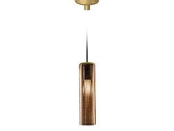 Homemania Lampada a Sospensione Clio, Oro, Rame in Vetro, 8.5 x 8.5 x 31 cm, 1 x E27, Max 57W, 1050lm, 2700K, 220-240V