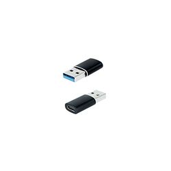 Adaptador USB-A 3.1 a USB-C, construcción de Aluminio Negro, Ideal para transferencias rápidas y conexión de Dispositivos Modernos.