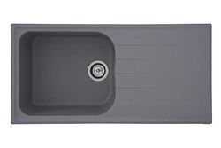 Respekta lavello da cucina Orlando in granito color grigio / Lavello da incasso con 1 vasca, dimensioni 100 x 50 cm / Lavello adatto per mobili sottolavello da 60 cm di larghezza