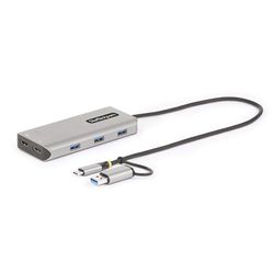 StarTech.com StarTech.com Adaptador Multipuertos USB-C, HDMI Doble (4K30Hz/1080p60Hz), Hub 3x USB-A, Mini Docking Station de Viajes