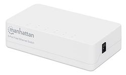 Manhattan Fast Ethernet Switch (plasthölje, skrivbordsformat, IEEE 802.3az (Energy Efficient Ethernet)) vit 5-port snabb Ethernet-switch Vit