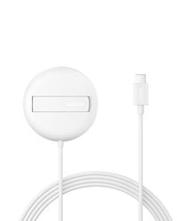 Belkin Tappetino di ricarica wireless magnetica 15 W con supporto, caricatore wireless Qi2 compatibile con MagSafe per iPhone 16 Series, Samsung Galaxy S25 Series, AirPods (senza alimentatore), bianco