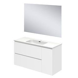 Baikal Duo, Mélamine 16 mm Bois Lavabo en céramique, Blanc, 120