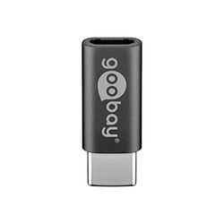 Goobay 51597 Micro USB naar USB-C, Hi-Speed adapter/converter voor het aansluiten van laadkabels, ondersteunt opladen en synchroniseren, grijs