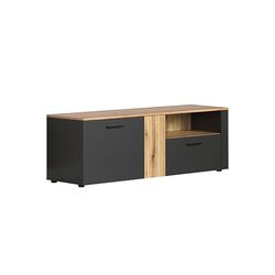 trendteam smart living - Esteban - TV-kast - Antraciet/Evoke eiken - 3 vakken en 1 volledig uittrekbare lade - (BxHxD) 150 x 50 x 42 cm - kabeldoorvoer