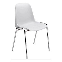 Dmora Sedia impilabile Moderna in Metallo e Polipropilene, per Sala da Pranzo, Cucina o Salotto, cm 57x49h78, Colore Bianco
