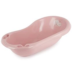 Bieco Banheira ergonómica para bebés Trend rosa, de 0 a 36 meses, 100 cm, banheira sem substâncias nocivas, com tampa para recém-nascidos, muito durável, fabricada na Europa, 11181408
