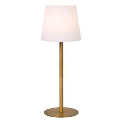 LUCIDE TYON – Lampada da tavolo ricaricabile per interni/esterni – batteria/batteria – Ø 15 cm – LED Dim. – IP65 – Oro opaco/ottone