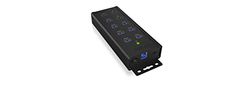 ICY BOX IB-HUB1703-QC3 Concentrador de 7 portas USB 3.0 ativo com fonte de alimentação (12 V/5 A), 3 portas de carregamento, montagem na parede, Quick Charge 3.0, alumínio, IB-HUB1703-QCCCCCCCC3 3