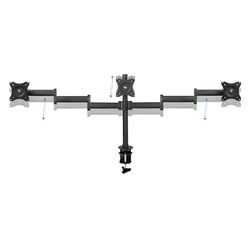 Soporte de mesa para pantalla, giratorio e inclinable, con 3 brazos ajustables, compatible con monitores de 13 a 27 pulgadas, color negro.
