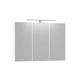 Baikal Camerino Kast met spiegel, multifunctionele badkamerkast, naar keuze met of zonder ledlicht, eenvoudige montage, gemonteerde kast, witte afwerking, ledverlichting, 90 cm