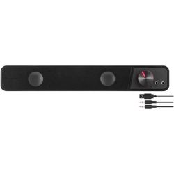 Speedlink BRIO Barra de Sonido estéreo - para Ordenador, Audio, 12 vatios, 2 Conectores Jack de 3,5 mm, Conector USB A, Control de Volumen, Toma de Auriculares y micrófono, Negro