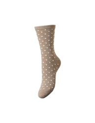 PIECES Women's Pcsebby Glitter Long 1 Pack Pattern Noos Socks, Natural/Detail: Small dots in Birch col, One Size