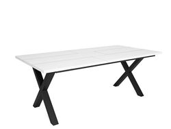 Skraut Home - Table à Manger | 10 Personnes | 200 | Robuste et Stable grâce à sa Structure et aux Pieds Solides | Idéal pour Les rassemblements de Famille | Blanc | Style Industriel