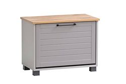 Schildmeyer Jelda - Banco de Zapatos de Madera, Color Gris Platino y Roble rústico, 62 x 34,1 x 47,2 cm