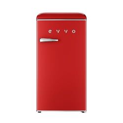 EVVO Nevera Pequeña Retro, 84 litros de Capacidad + 11 Litros de Congelador, Diseño Vintage, Bajo Consumo, Silenciosa, Control de Temperatura, Organizador, Frigorífico Mini F26 Retro Color Rojo
