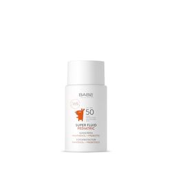 Laboratorios Babé - Fotoprotector Solar Pediátrico Super Fluid SPF 50 | 50 ml| Protección Total UVA-UVB, Luz Azul e ir-A para Niños| Textura Superligera | Resistente al Agua | Testado Pediátricamente