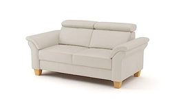 CAVADORE Ammerland Canapé 2 Places en Cuir véritable avec Ressorts et tête de lit réglable 156 x 84 x 93 cm Cuir Blanc