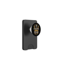 Faith Over Fear Christian Cross Anxiety Shield Isaiah 41:10 PopSockets PopWallet for MagSafe