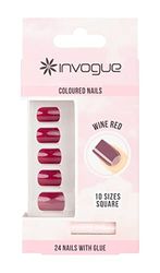 Invogue Wine Red Square Nails (24 Pieces)