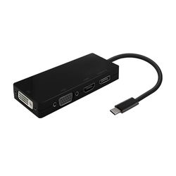 AISENS - A109-0679 - USB-C till DP/DVI/HDMI/VGA, USB-C/M-DP/H-DVI/H-HDMI/H-VGA/H, Svart, 15Cm